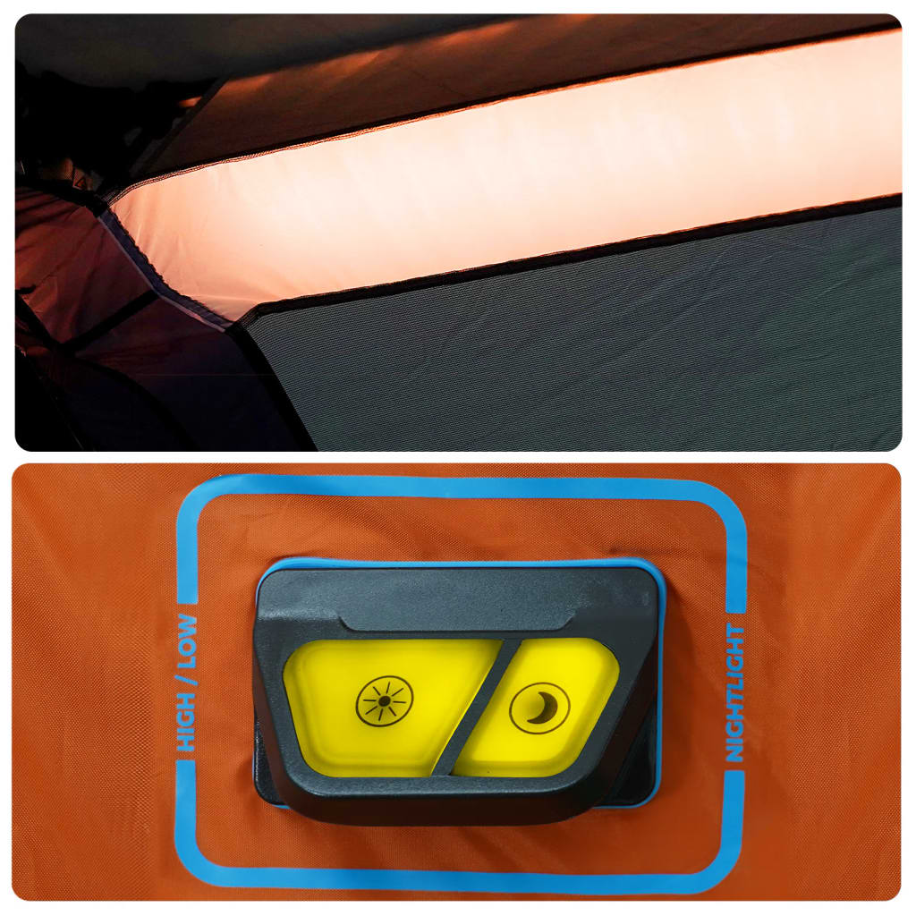 10-personers telt med LED-lys quick-release lysegrå og orange