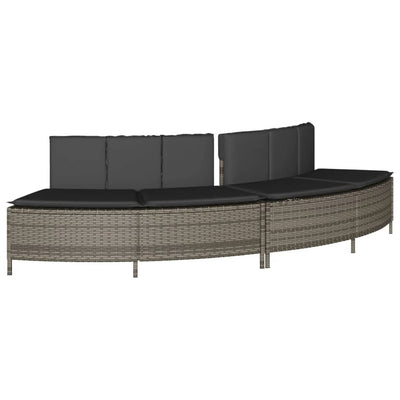 spabænke med hynder 2 stk. polyrattan grå