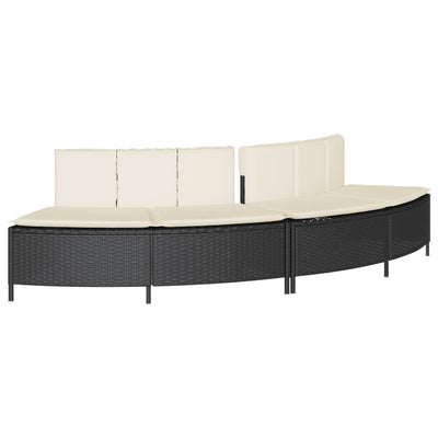 spabænke med hynder 2 stk. polyrattan sort