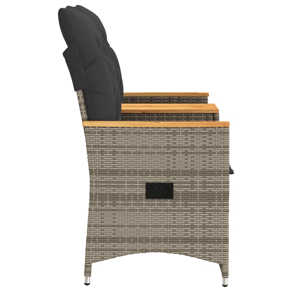 2-personers havesofa med bord og lænefunktion polyrattan grå