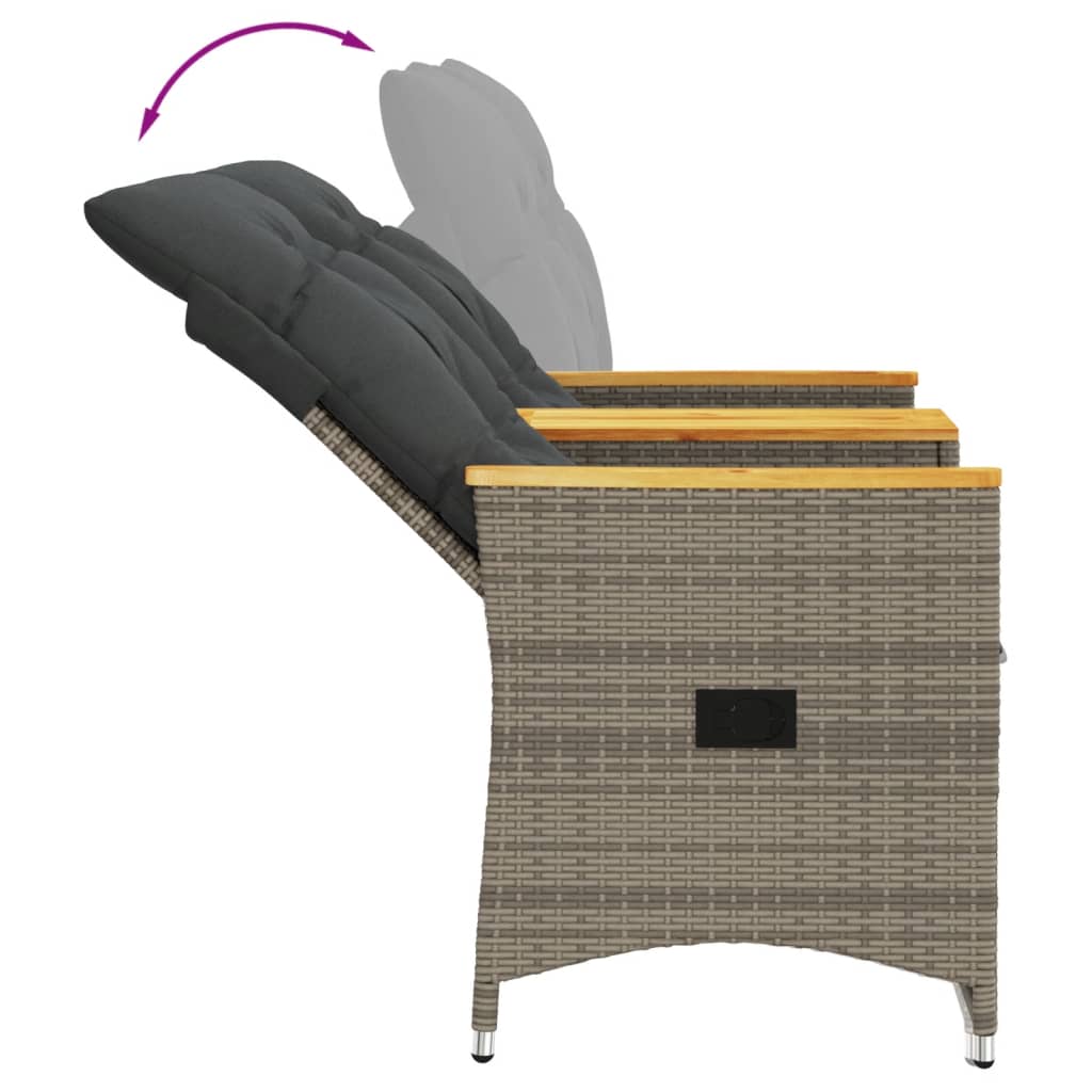 2-personers havesofa med bord og lænefunktion polyrattan grå