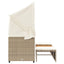 3-personers havesofa med baldakin og skamler polyrattan beige