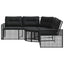 havesofa med hynder og fodskammel L-formet polyrattan sort