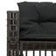 havesofa med hynder og fodskammel L-formet polyrattan sort