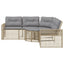 havesofa med hynder og fodskammel L-formet polyrattan beige