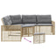 havesofa med hynder og fodskammel L-formet polyrattan beige