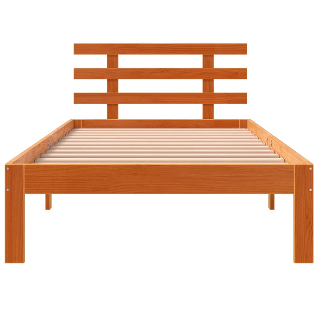 sengeramme uden madras 75x190 cm massivt fyrretræ gyldenbrun