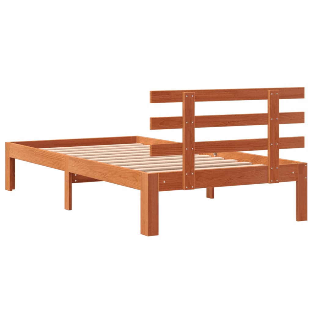 sengeramme uden madras 75x190 cm massivt fyrretræ gyldenbrun
