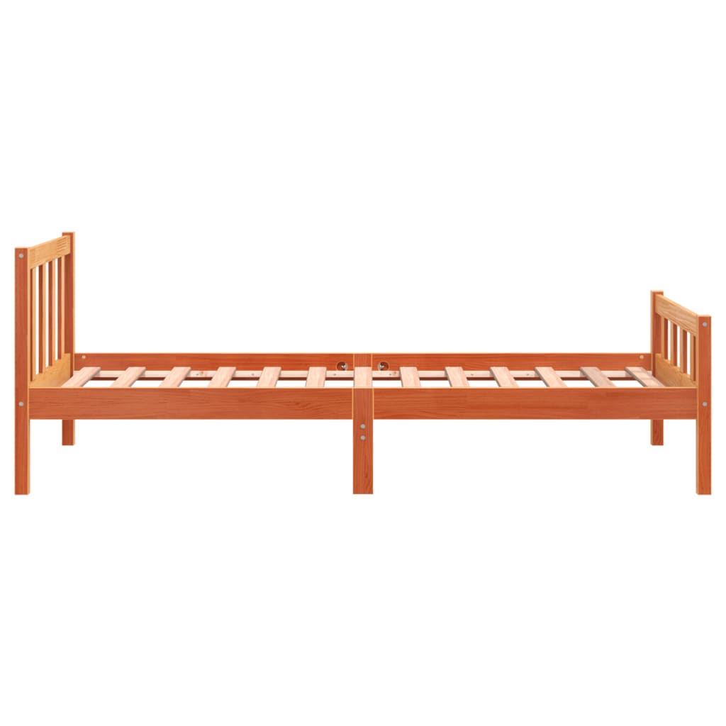 sengeramme uden madras 75x190 cm massivt fyrretræ gyldenbrun