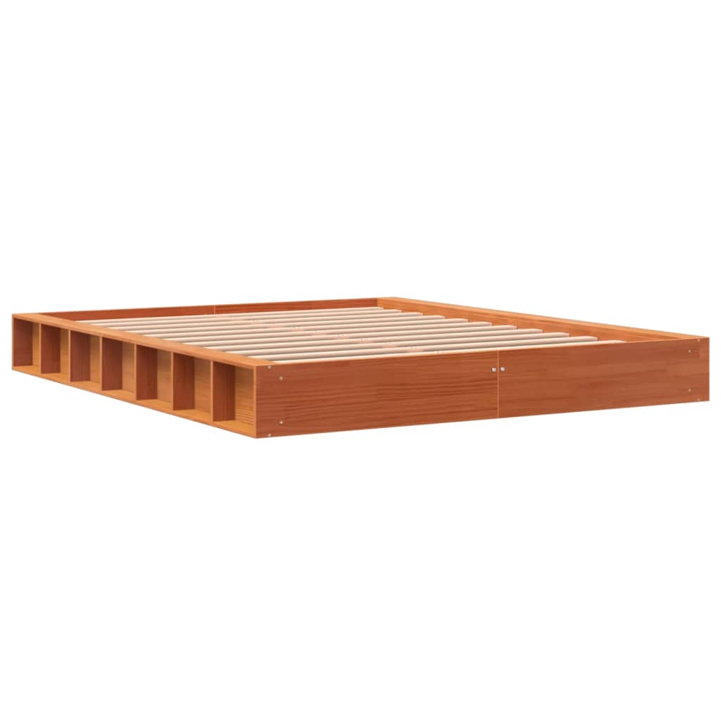 sengeramme uden madras 150x200 cm massivt fyrretræ gyldenbrun