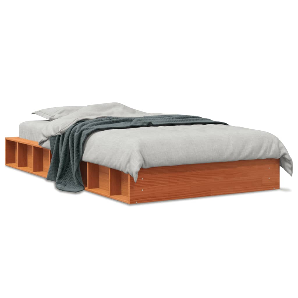 sengeramme uden madras 100x200 cm massivt fyrretræ gyldenbrun