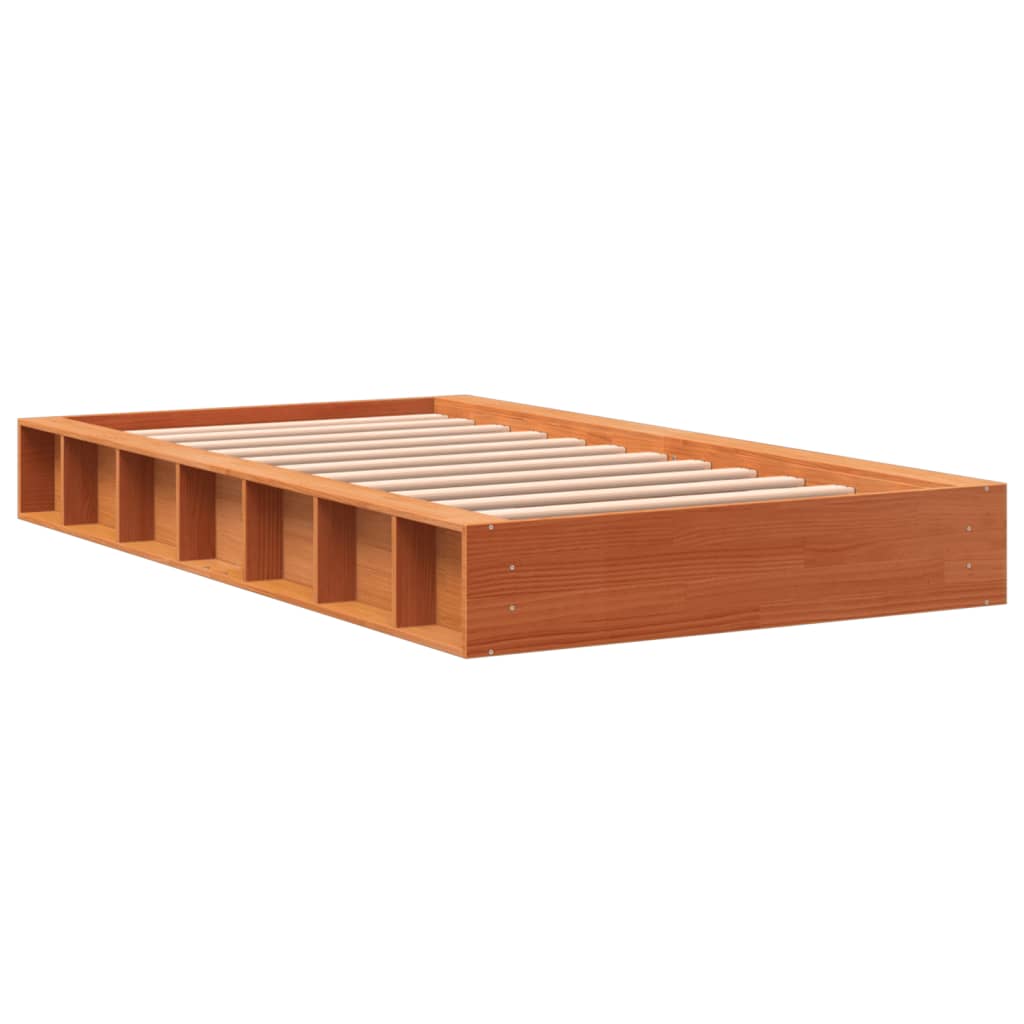 sengeramme uden madras 100x200 cm massivt fyrretræ gyldenbrun