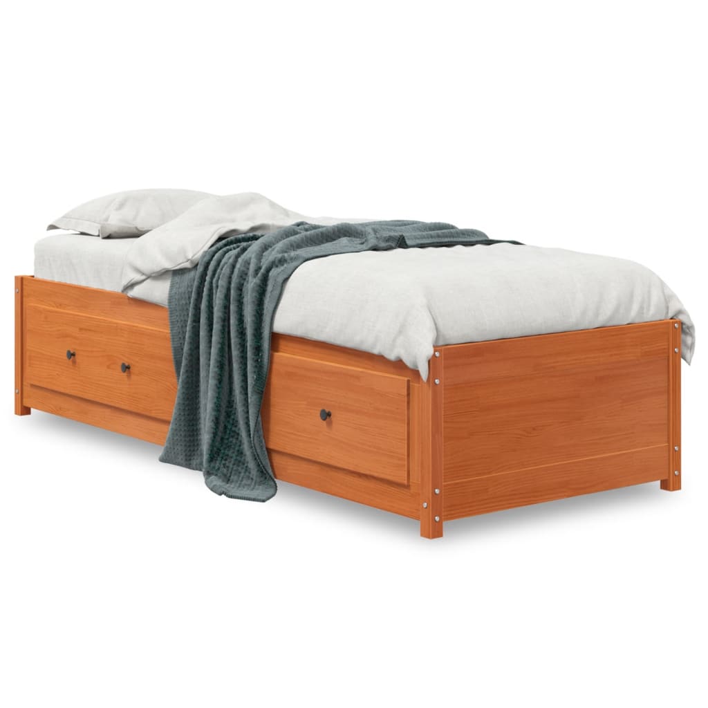 daybed uden madras 90x200 cm massivt fyrretræ gyldenbrun