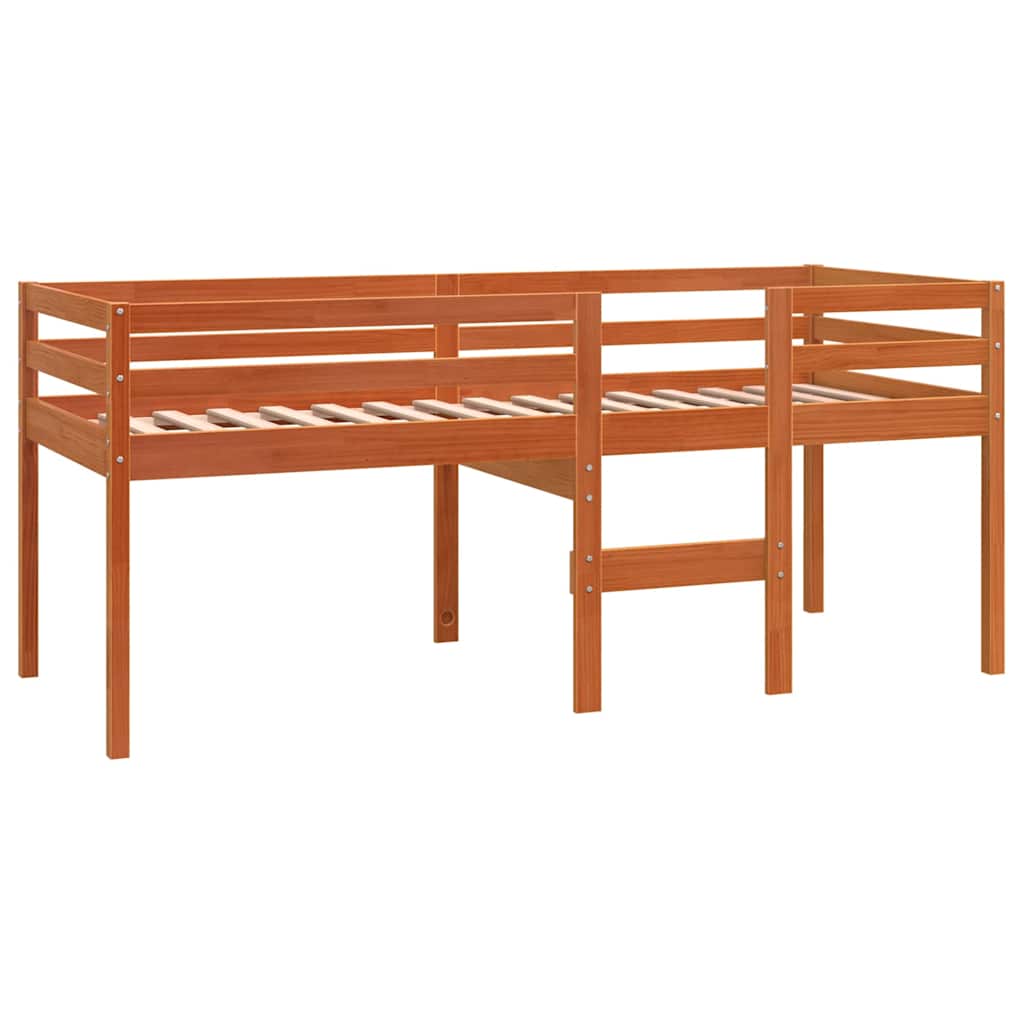 højseng 90x200 cm massivt fyrretræ gyldenbrun