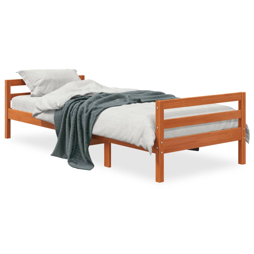 sengeramme uden madras 80x200 cm massivt fyrretræ gyldenbrun