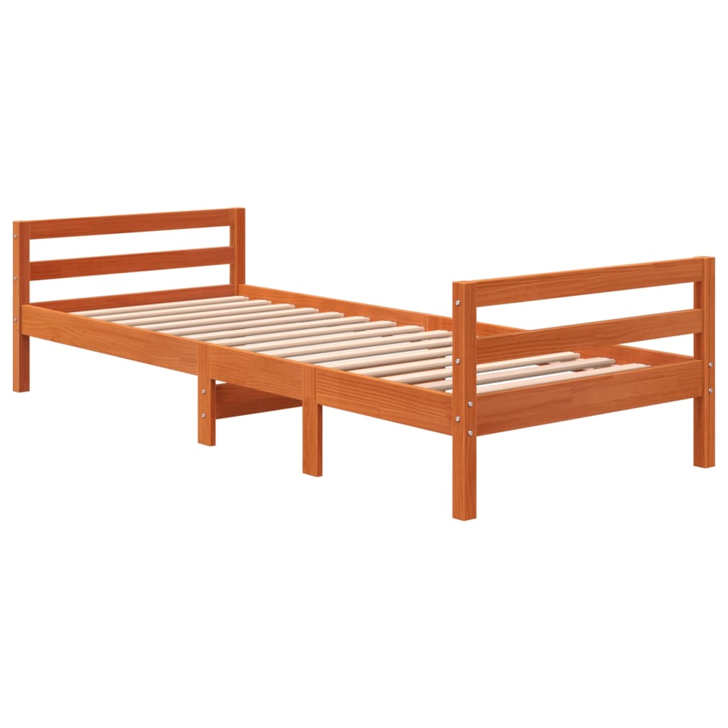 sengeramme uden madras 80x200 cm massivt fyrretræ gyldenbrun