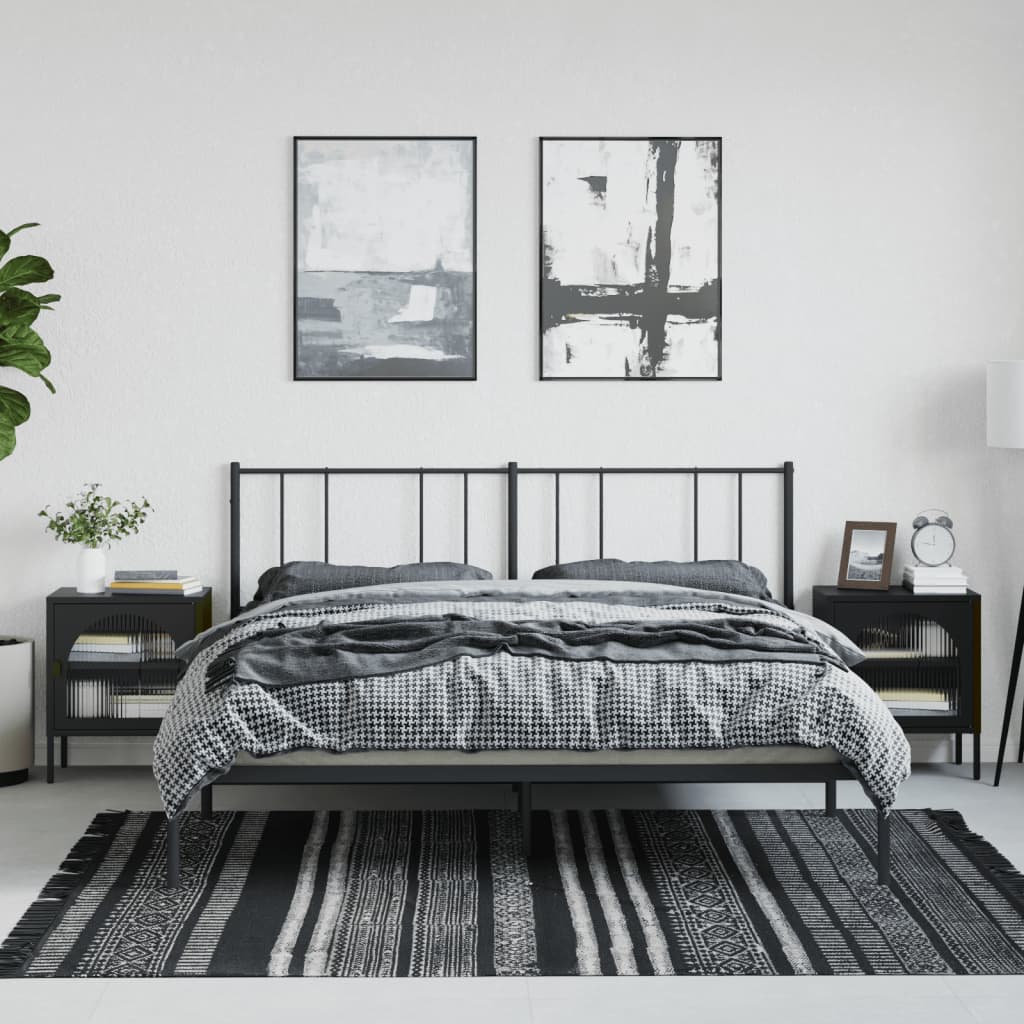 natborde 2 stk. 50x35x60 cm glas og stål sort billede