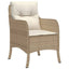 spisebordssæt til haven 3 dele med hynder polyrattan beige