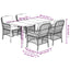 spisebordssæt til haven 5 dele med hynder polyrattan sort