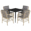 spisebordssæt til haven 5 dele med hynder polyrattan beige