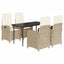 spisebordssæt til haven 5 dele med hynder polyrattan beige