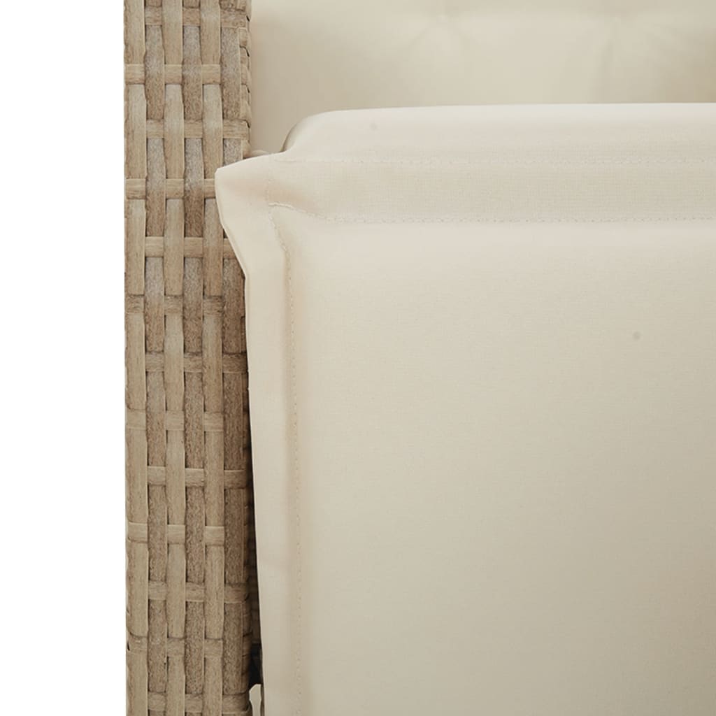 spisebordssæt til haven 7 dele med hynder polyrattan beige