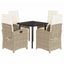 spisebordssæt til haven 5 dele med hynder polyrattan beige