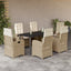 spisebordssæt til haven 7 dele med hynder polyrattan beige