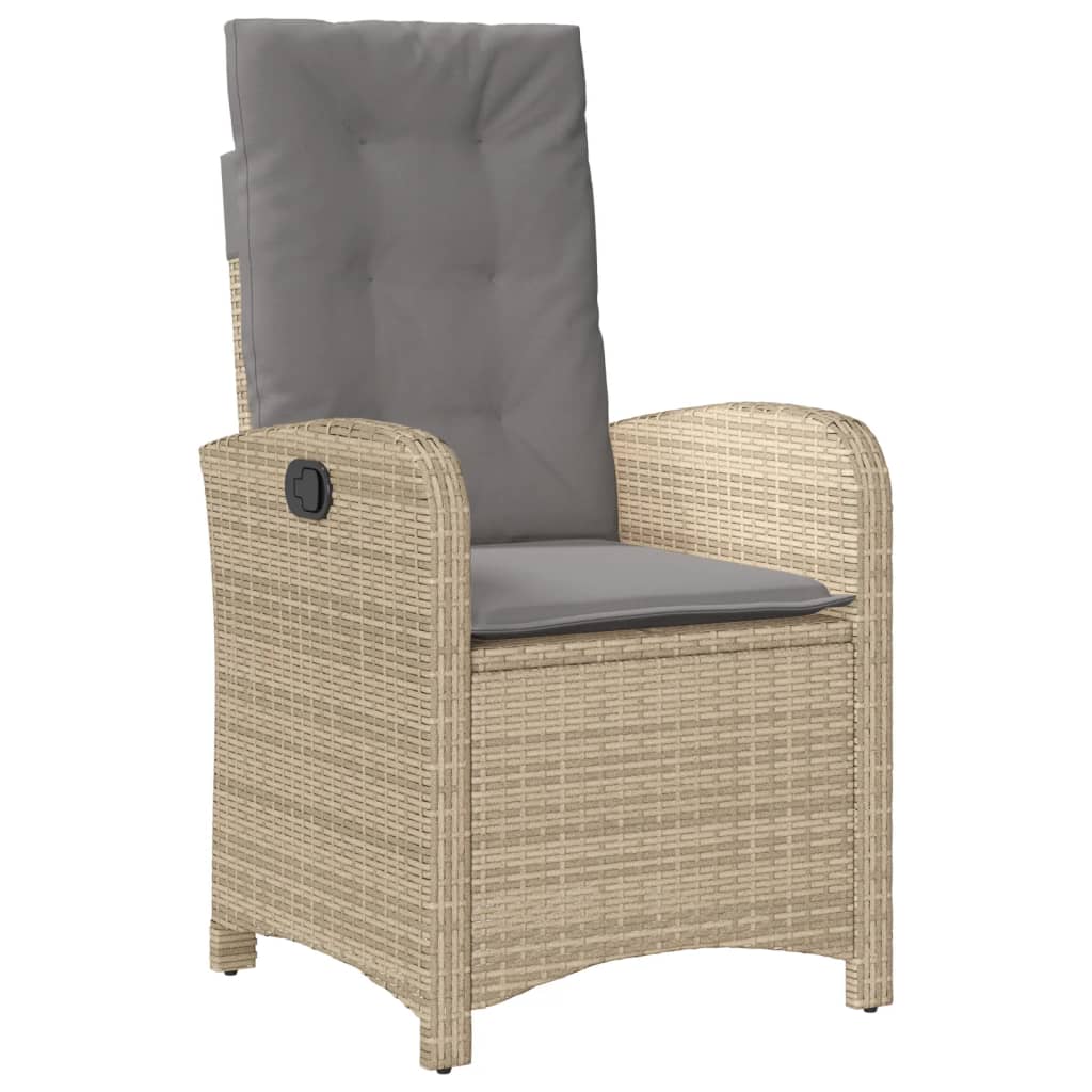 spisebordssæt til haven 9 dele med hynder polyrattan beige