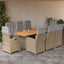 spisebordssæt til haven 9 dele med hynder polyrattan beige