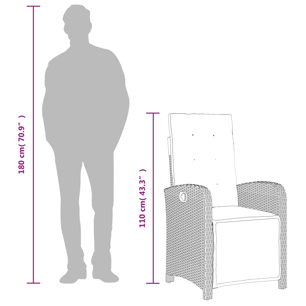 spisebordssæt til haven 7 dele med hynder polyrattan sort