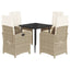 spisebordssæt til haven 5 dele med hynder polyrattan beige