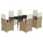 spisebordssæt til haven 7 dele med hynder polyrattan beige