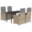 spisebordssæt til haven 5 dele med hynder polyrattan beige