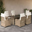 spisebordssæt til haven 7 dele med hynder polyrattan beige
