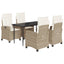 spisebordssæt til haven 5 dele med hynder polyrattan beige