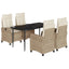 spisebordssæt til haven 5 dele med hynder polyrattan beige