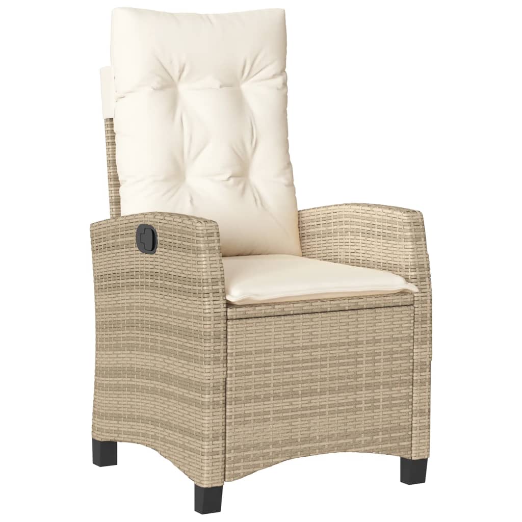 spisebordssæt til haven 3 dele med hynder polyrattan beige