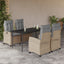 spisebordssæt til haven 5 dele med hynder polyrattan beige