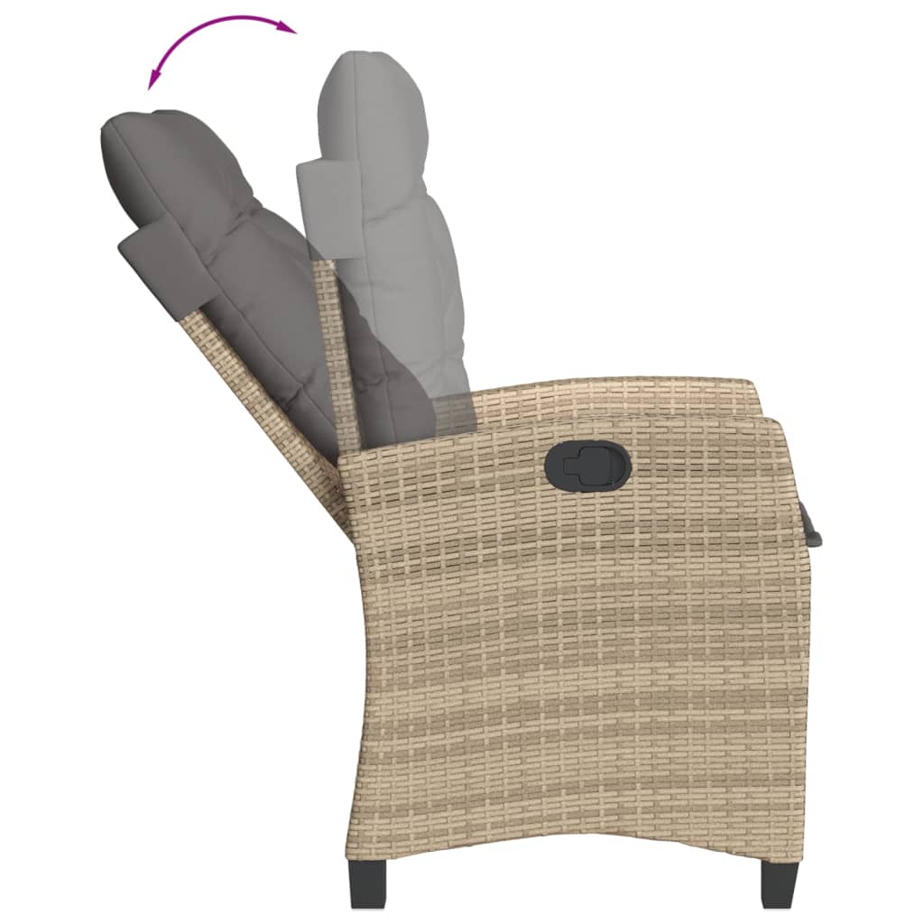 spisebordssæt til haven 7 dele med hynder polyrattan beige