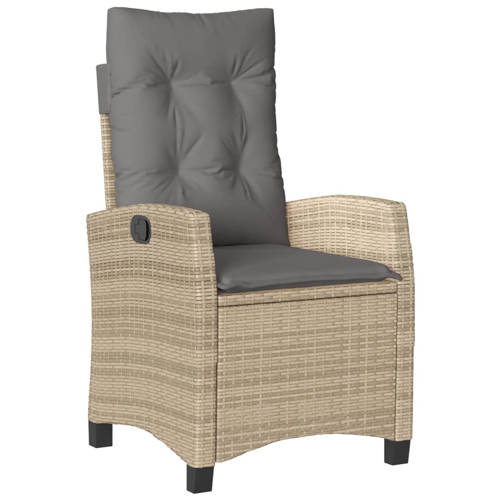 spisebordssæt til haven 3 dele med hynder polyrattan beige