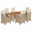spisebordssæt til haven 7 dele med hynder polyrattan beige