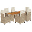 spisebordssæt til haven 7 dele med hynder polyrattan beige