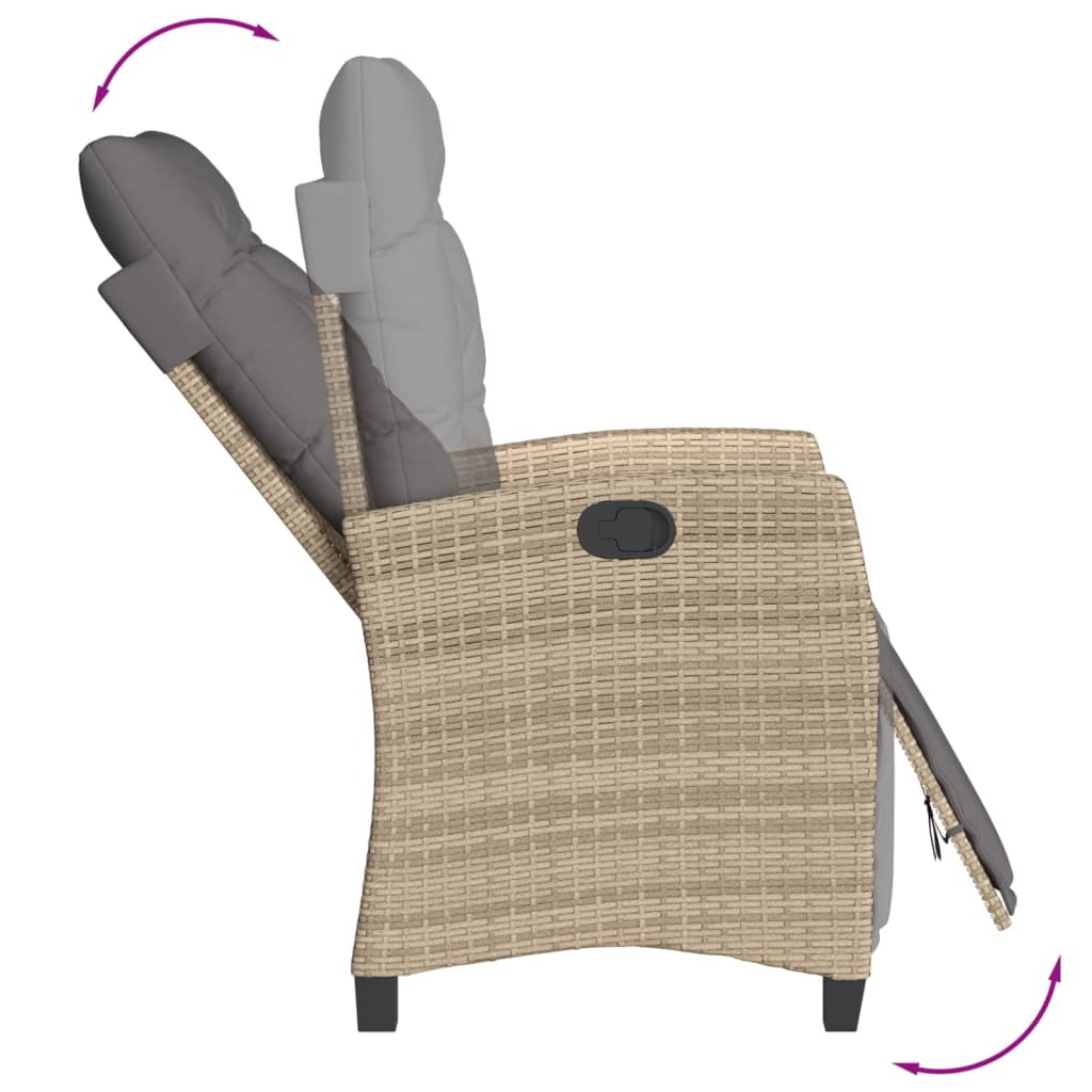 spisebordssæt til haven 3 dele med hynder polyrattan beige
