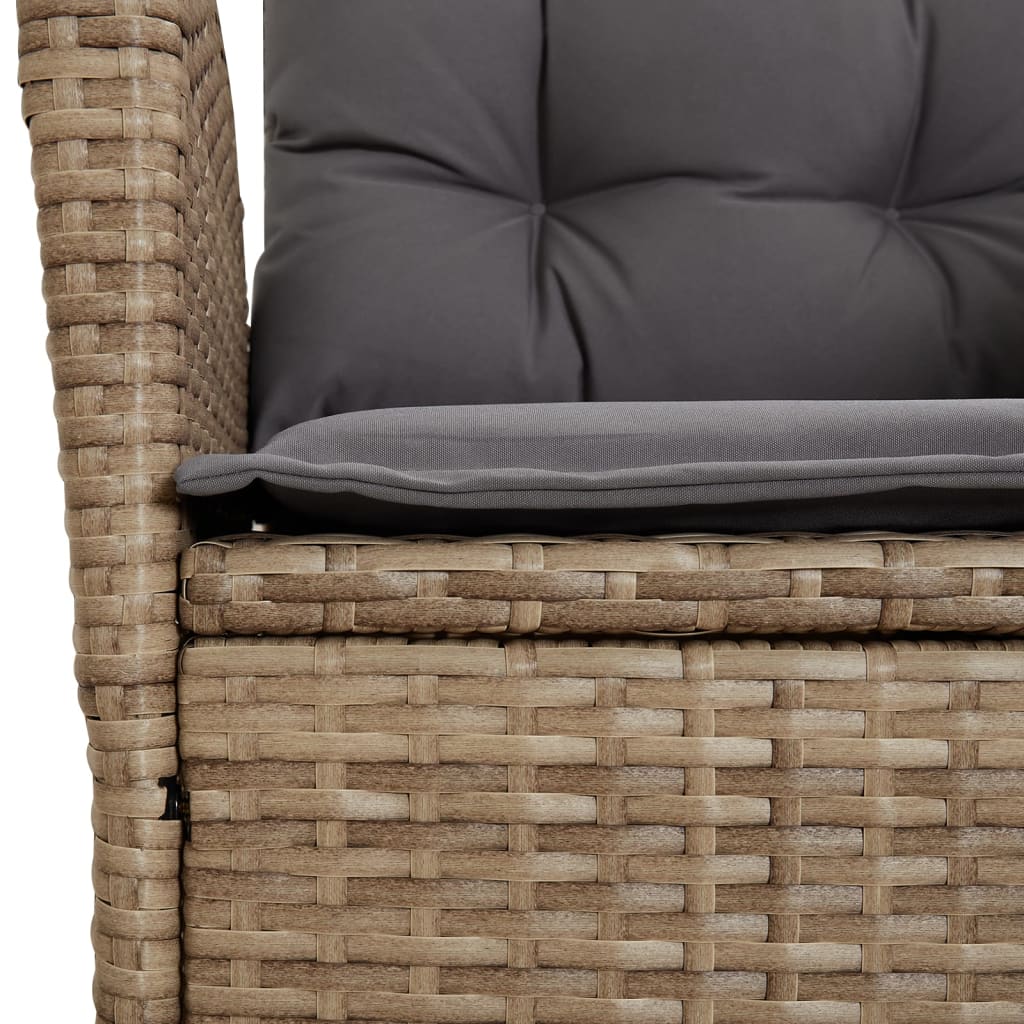 spisebordssæt til haven 9 dele med hynder polyrattan beige