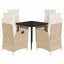 spisebordssæt til haven 5 dele med hynder polyrattan beige