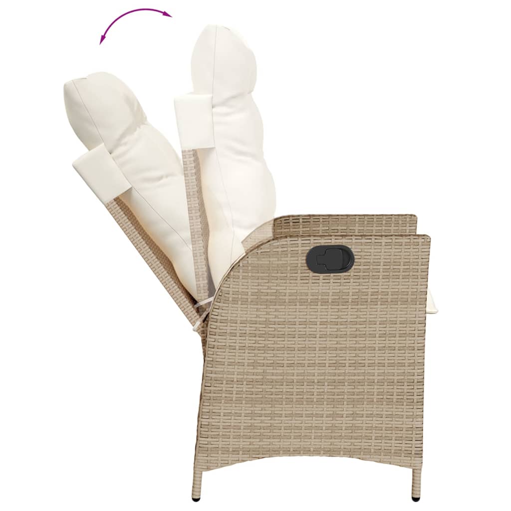 spisebordssæt til haven 5 dele med hynder polyrattan beige