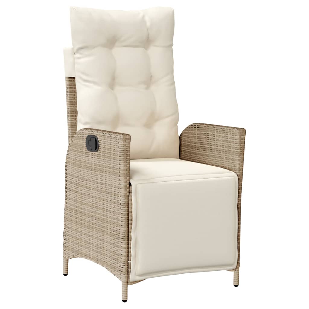 spisebordssæt til haven 7 dele med hynder polyrattan beige