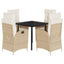 spisebordssæt til haven 5 dele med hynder polyrattan beige