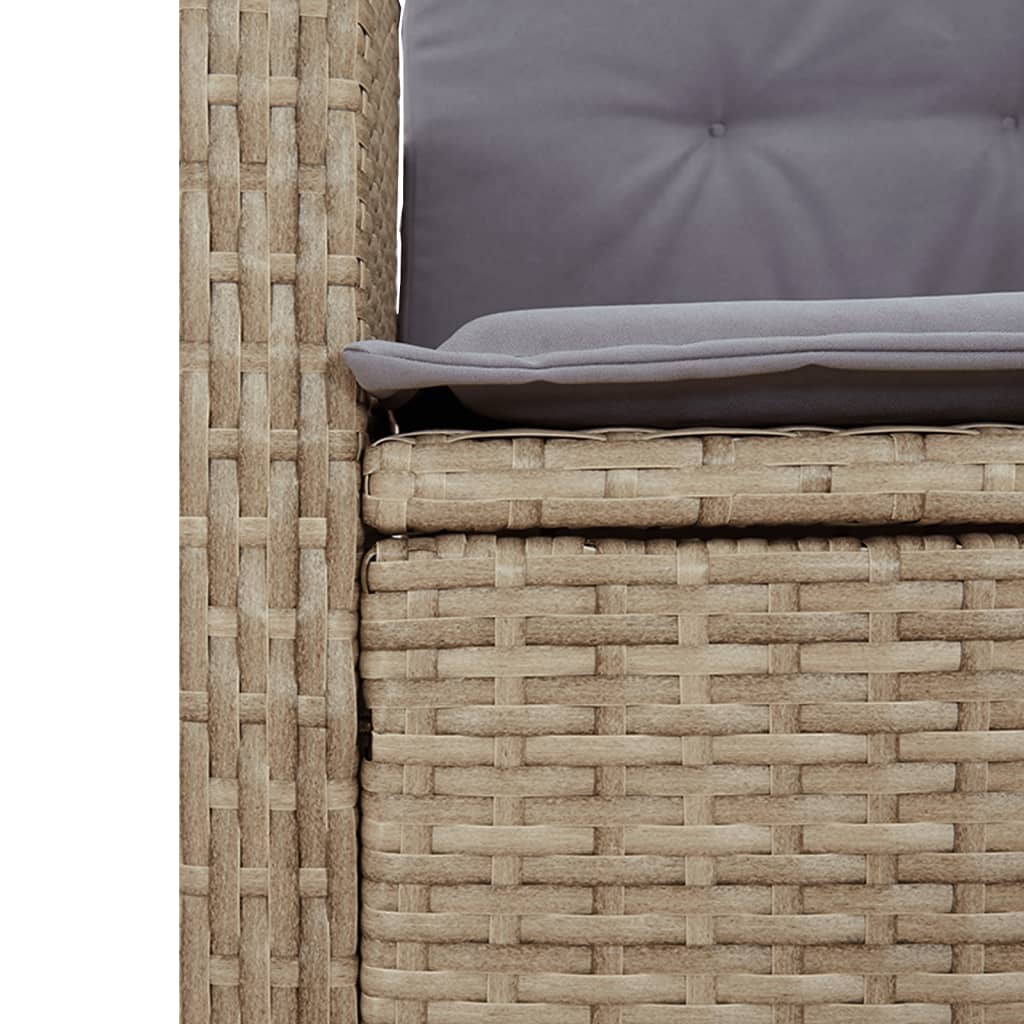 spisebordssæt til haven 3 dele med hynder polyrattan beige